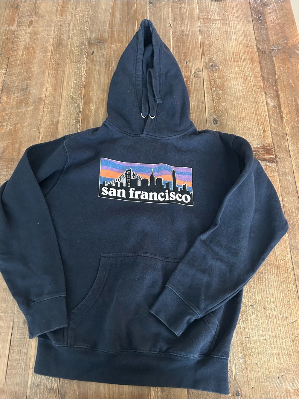 San‎ Francisco Graphic Hoodie Black Cozy Sweatshirt Size Medium